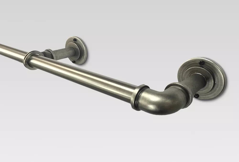 Threshold French Pipe Antique Pewter Finish Expandable Curtain Rod 66″ to 120″