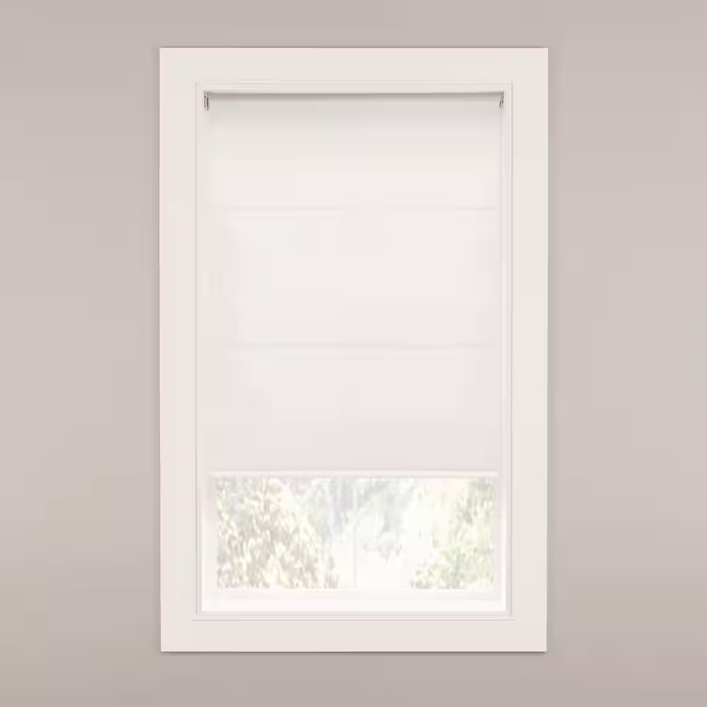 Cut-To-Size White Cordless Light Filtering Vinyl Roller Shade 37.25 In. W X 72 I