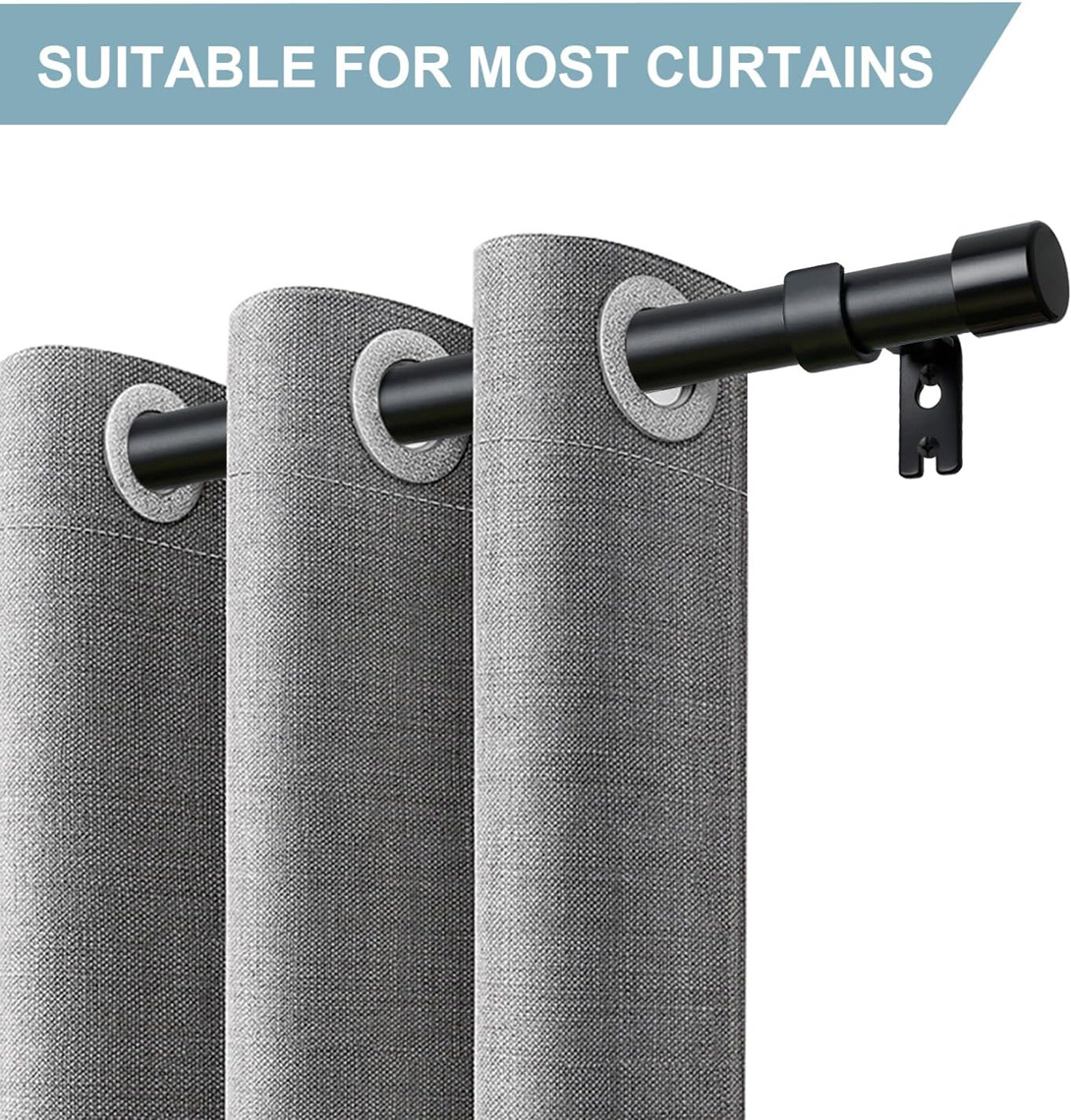 Curtain Rod for Window size from 48″ to 144″ wide Heavy Duty 1″ dia tubes black