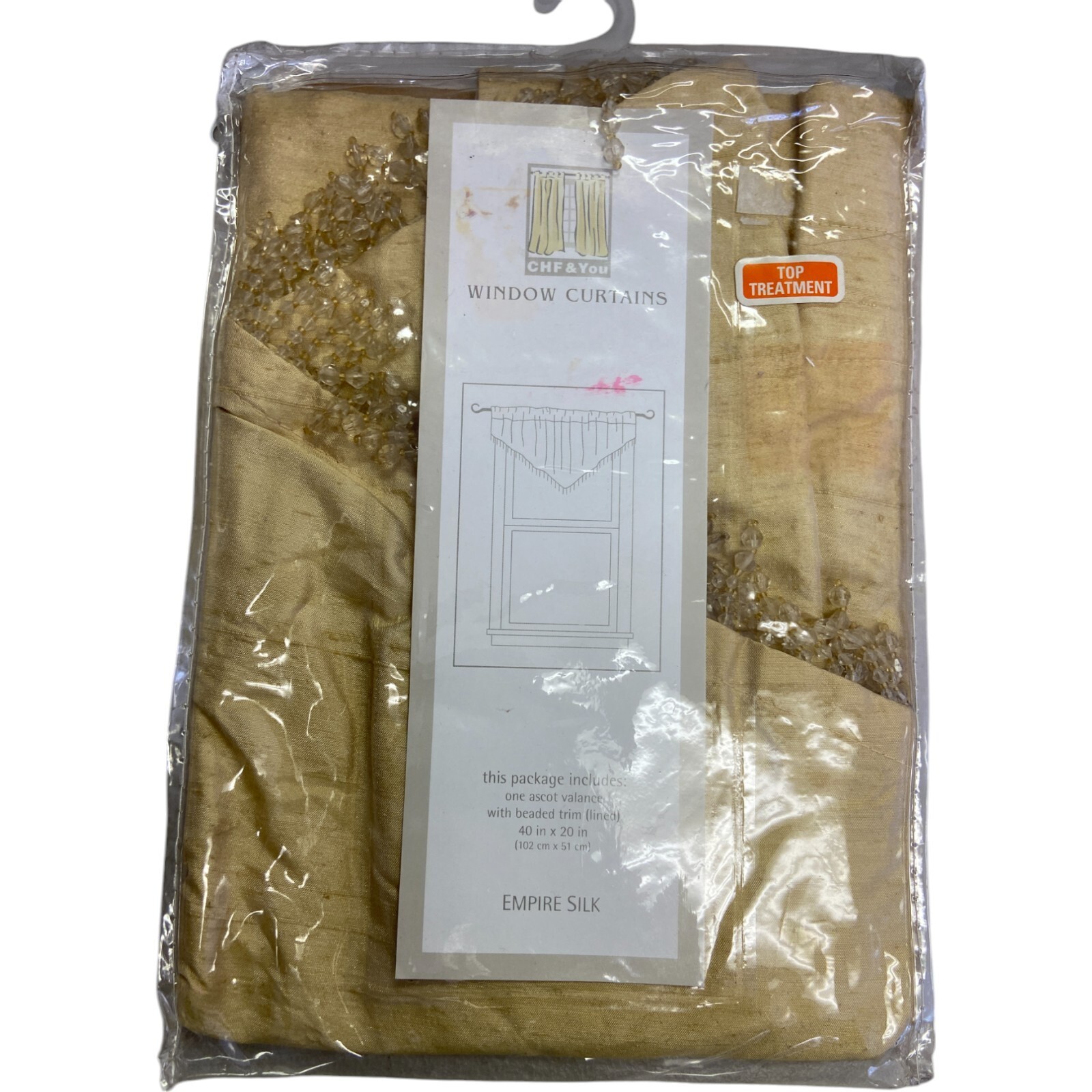 $19.99 CHF You Window Curtains One Ascot Valance Beaded Trim 40inx20in New