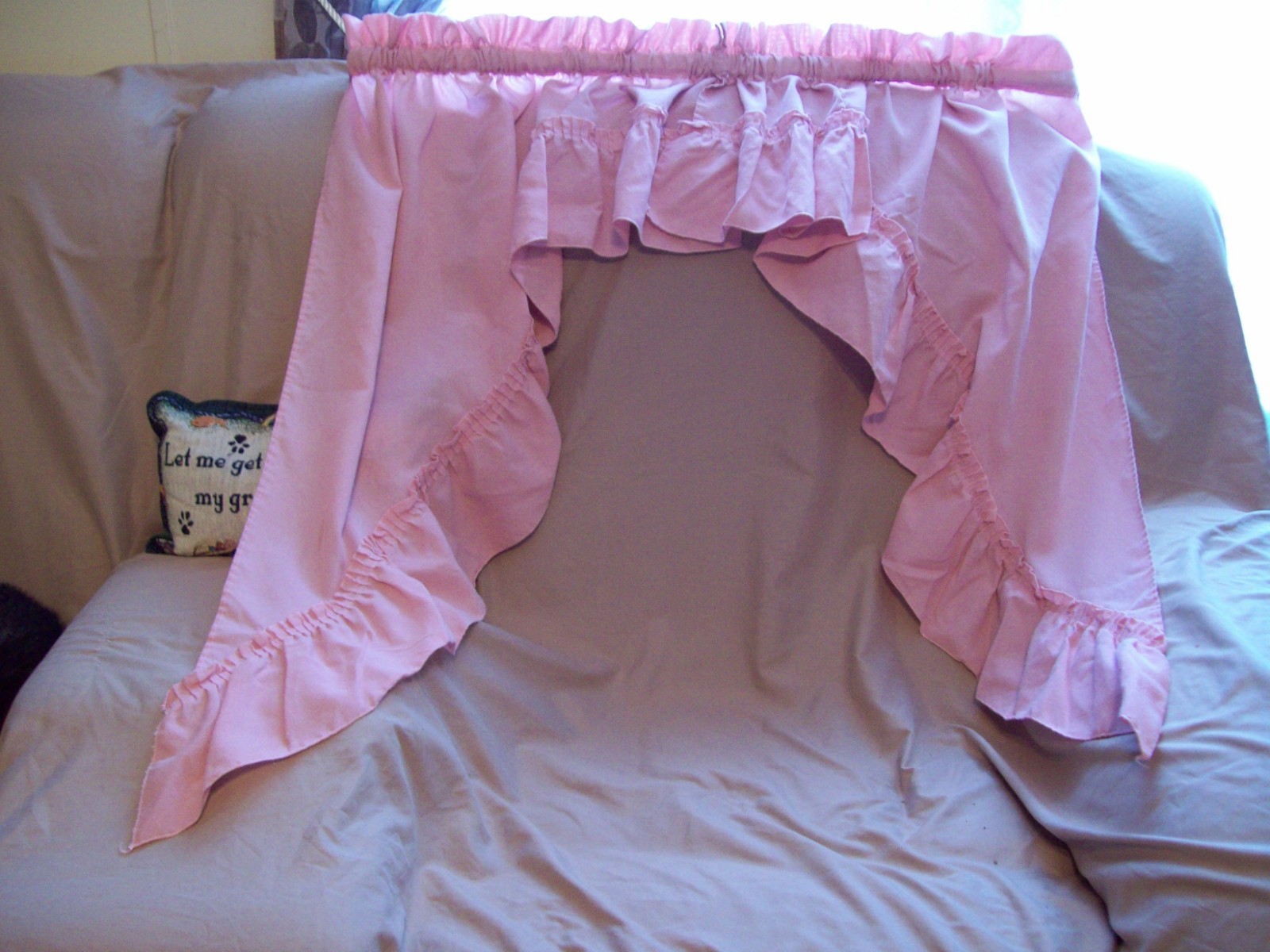 Pink Swag Curtains W/Ruffles