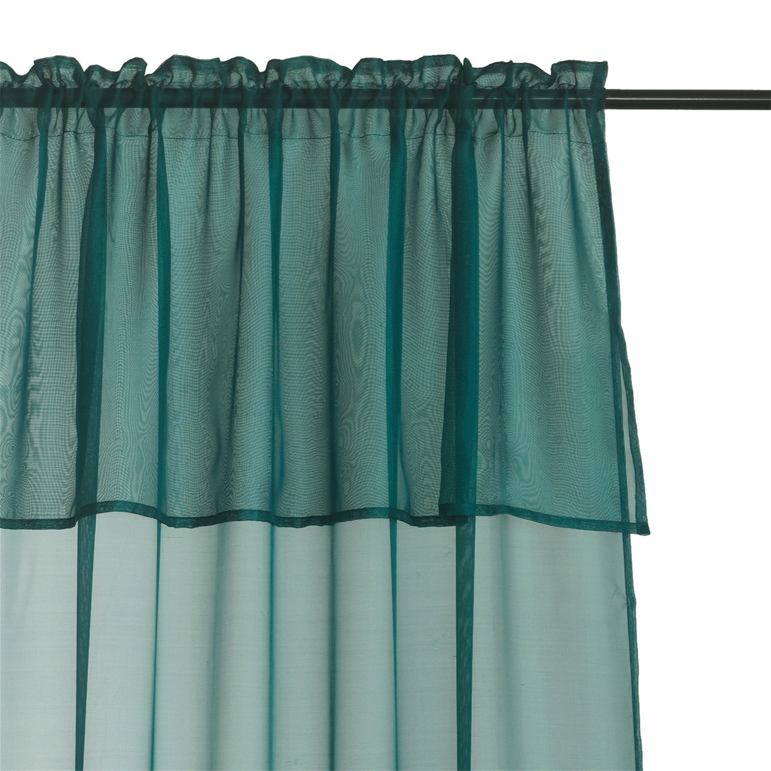 2 Panels Basic Rod Pocket Sheer Curtains with Attached Valance, Voile Drapes