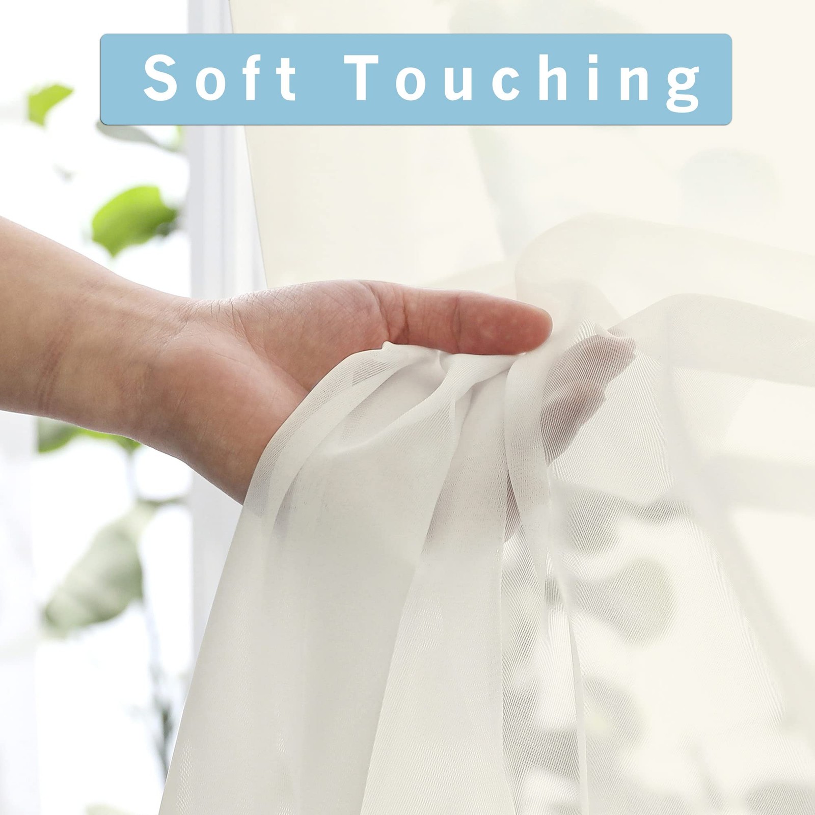 42×120 Inch Sheer Curtains, Lightweight Voile, Living Room, Ivory