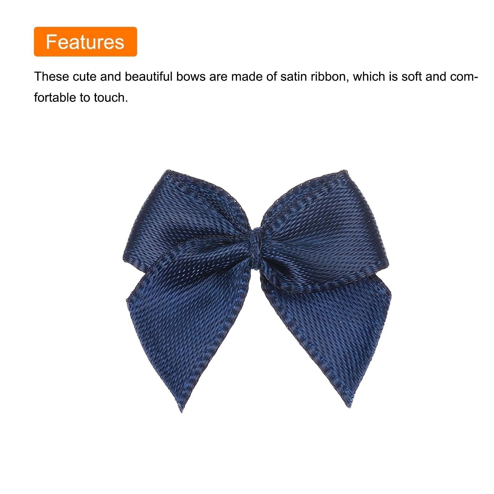 50 PCS Mini Ribbon Bow 1 Inch Fabric Satin Navy Blue Craft DIY Sewing Wedding