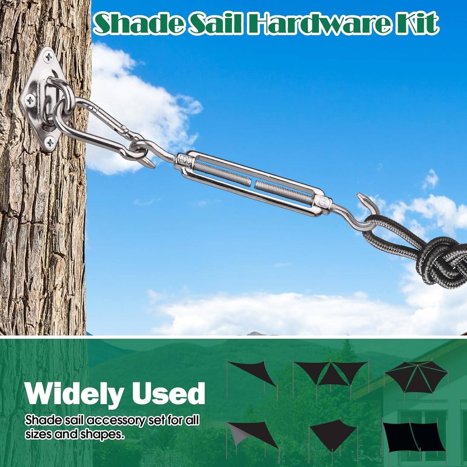 5 Inch Shade Sail Hardware Kit, 304 Stainless Steel Heavy Duty Fixing Attachment
