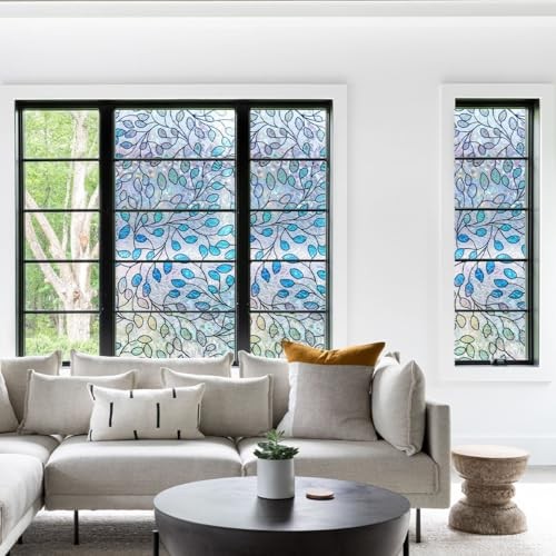 Colored Leaves Privacy Window Film with UV Protection & Heat 31.5″ x 78.7″