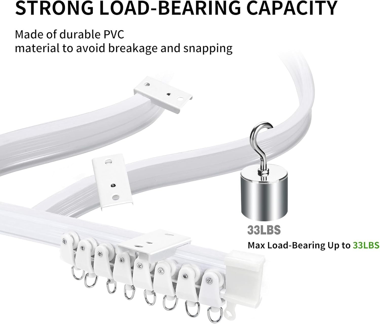 Flexible Bendable Ceiling Curtain Track, 9.8ft 3m Curved, PVC, Metal, Plastic…