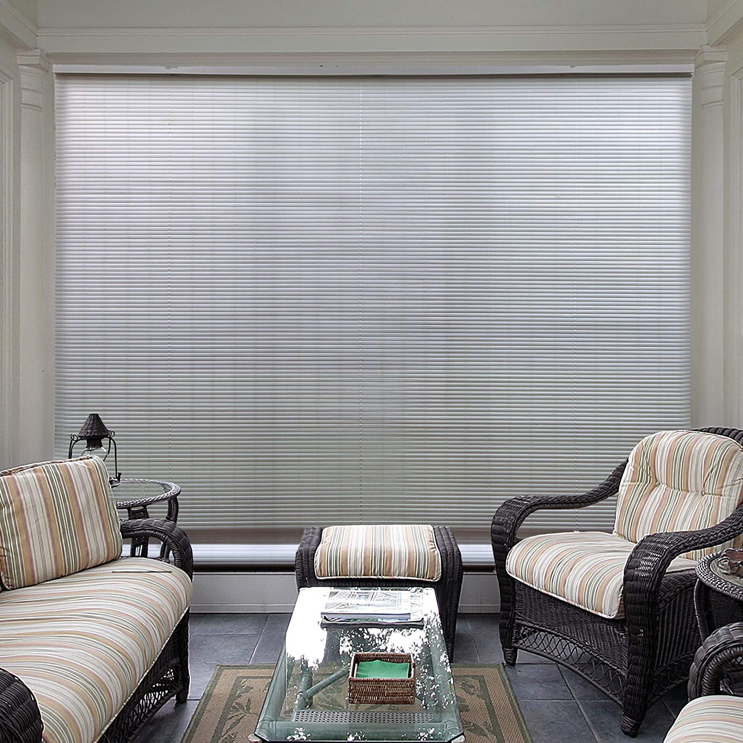 Cordless Roll up Sun Shade PVC White Blinds Outdoor Home Patio Porch 36 X 72 In