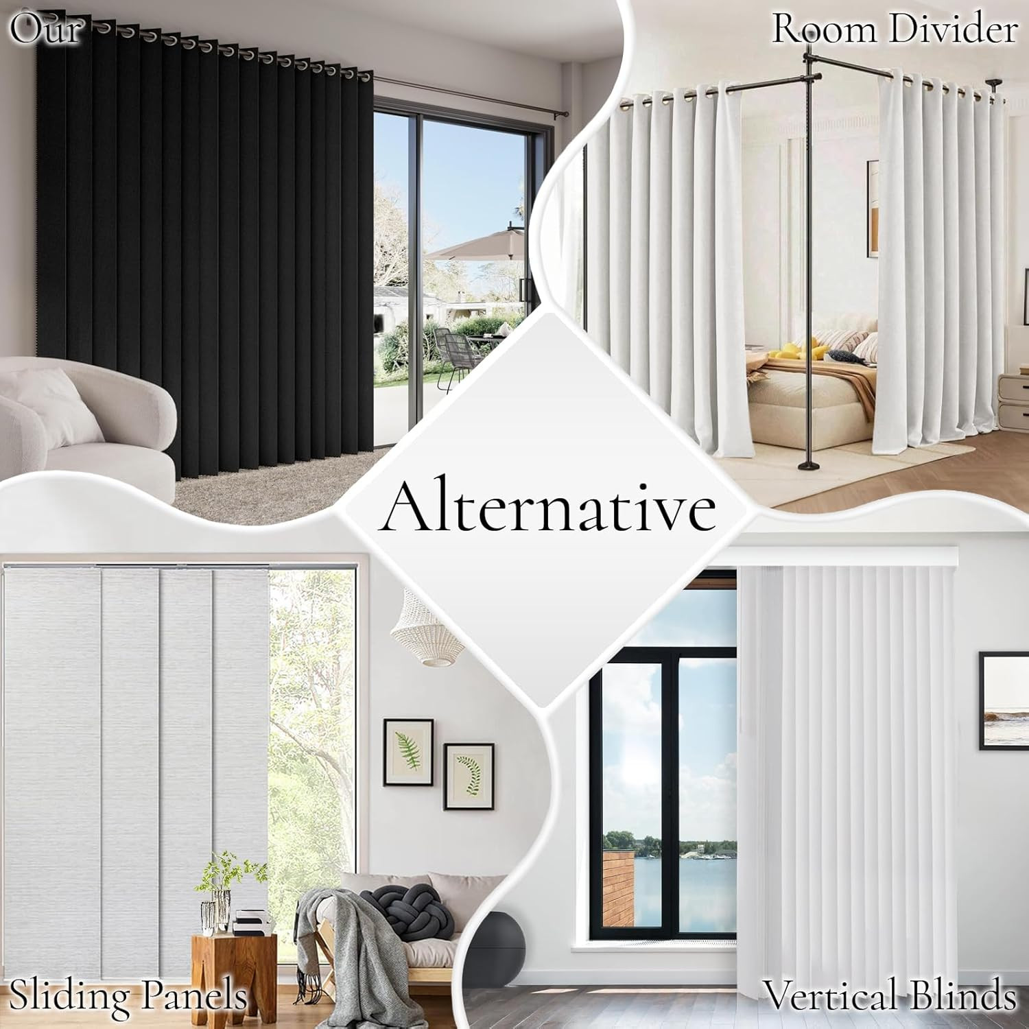 Black Vertical Privacy Shades, 1 Panel, 78″ Wide, 84″ Long, Pleated Drape