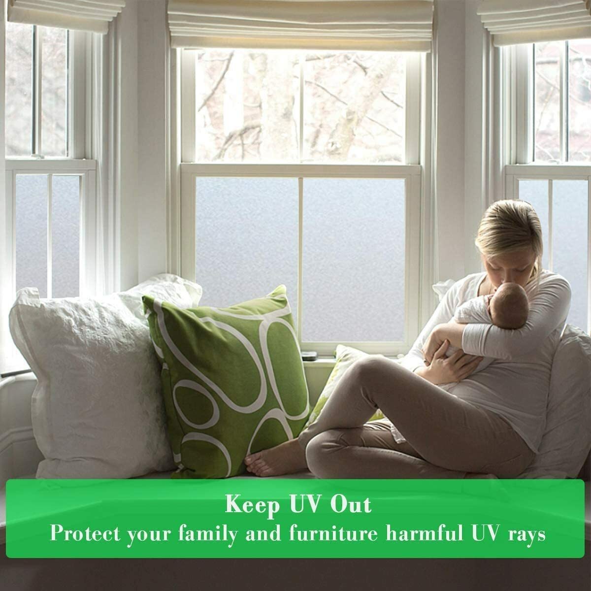 Frosted Privacy Window Film Non-adhesive Anti UV Stained Glass for Bathroom DIY