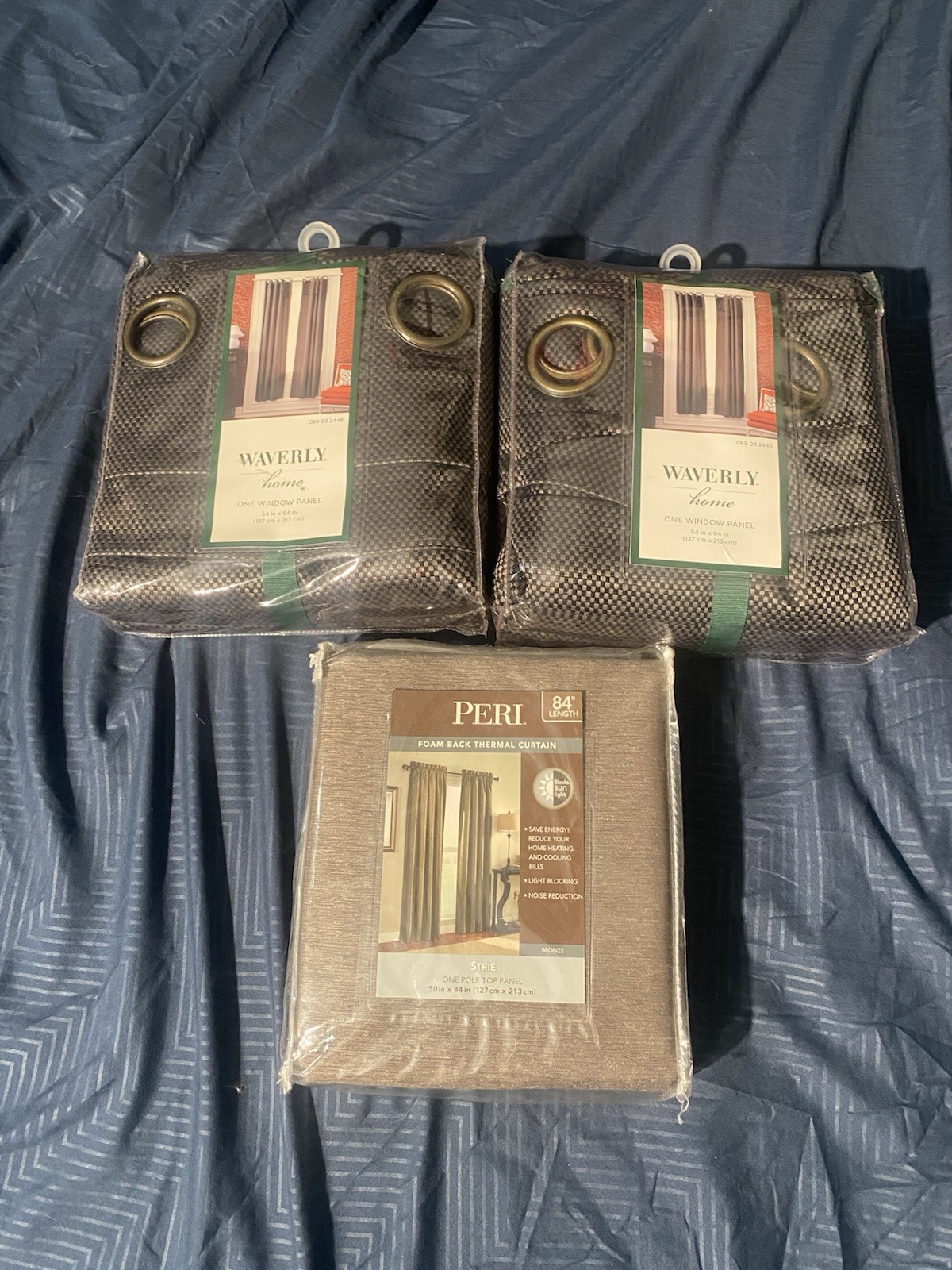 Lot Of 3 Curtains Dark/light Brown Eagerly And Peri 84” Long