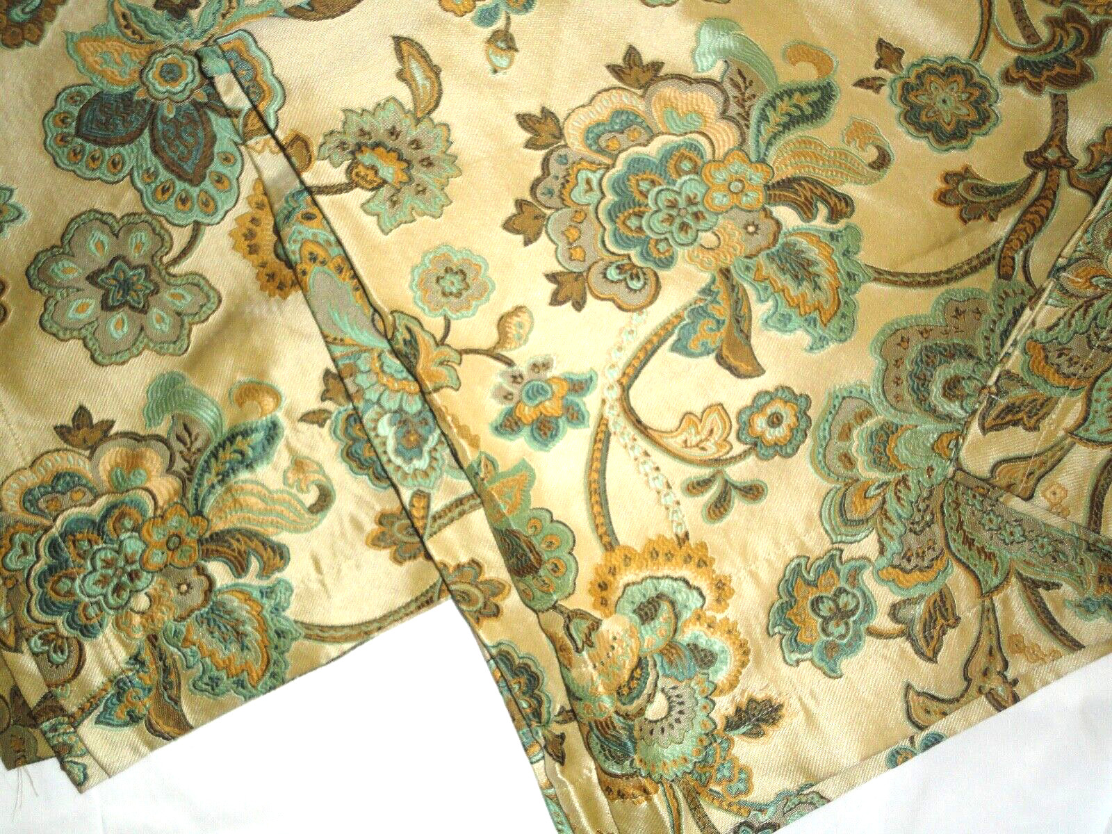 CHRIS MADDEN TURQUOISE GOLD BROWN (PAIR) UNLINED PANELS W/TIEBACKS 42 X 84