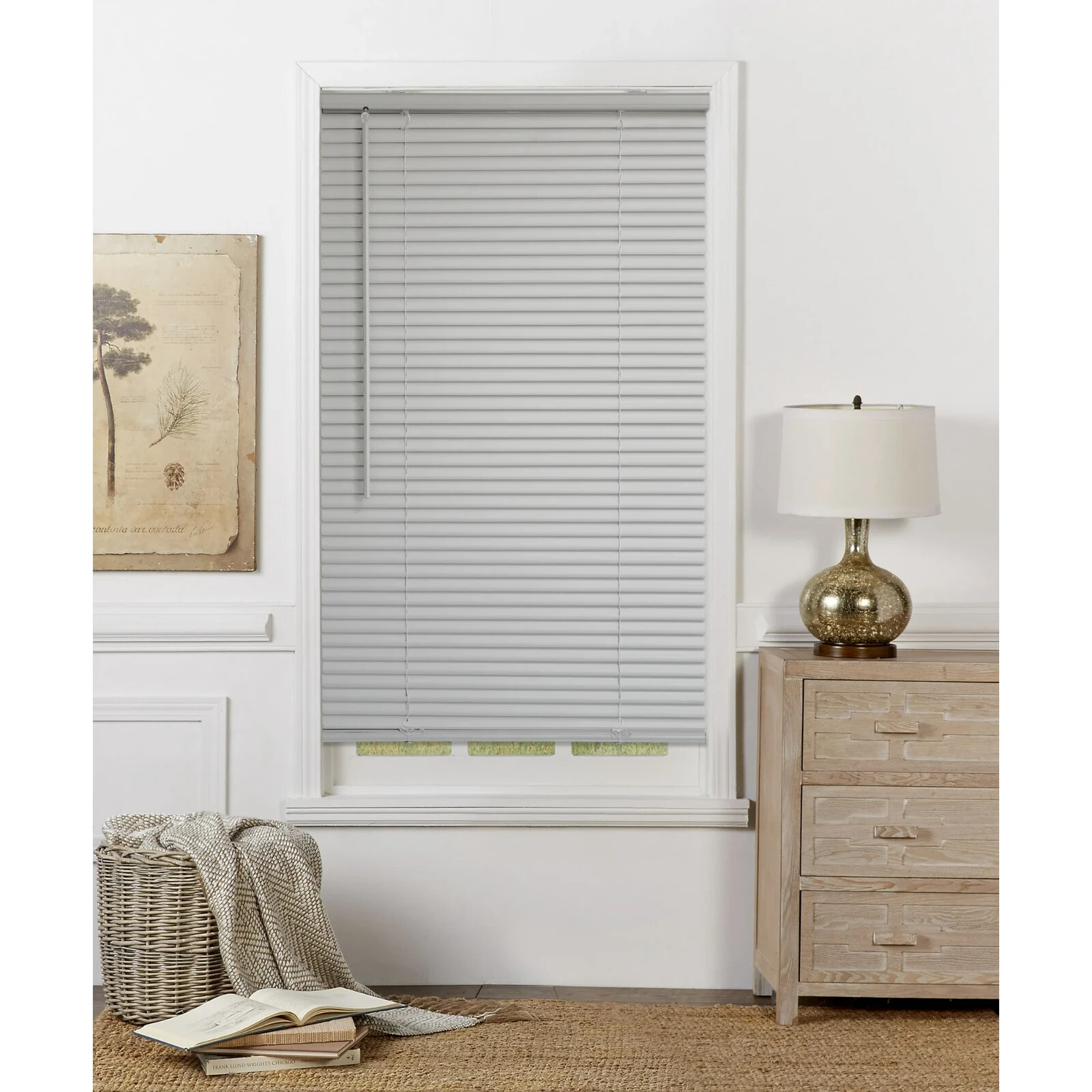 Mainstays 1 in. Cordless, Room Darkening Vinyl Blind, Gray, 27″W x 64″L