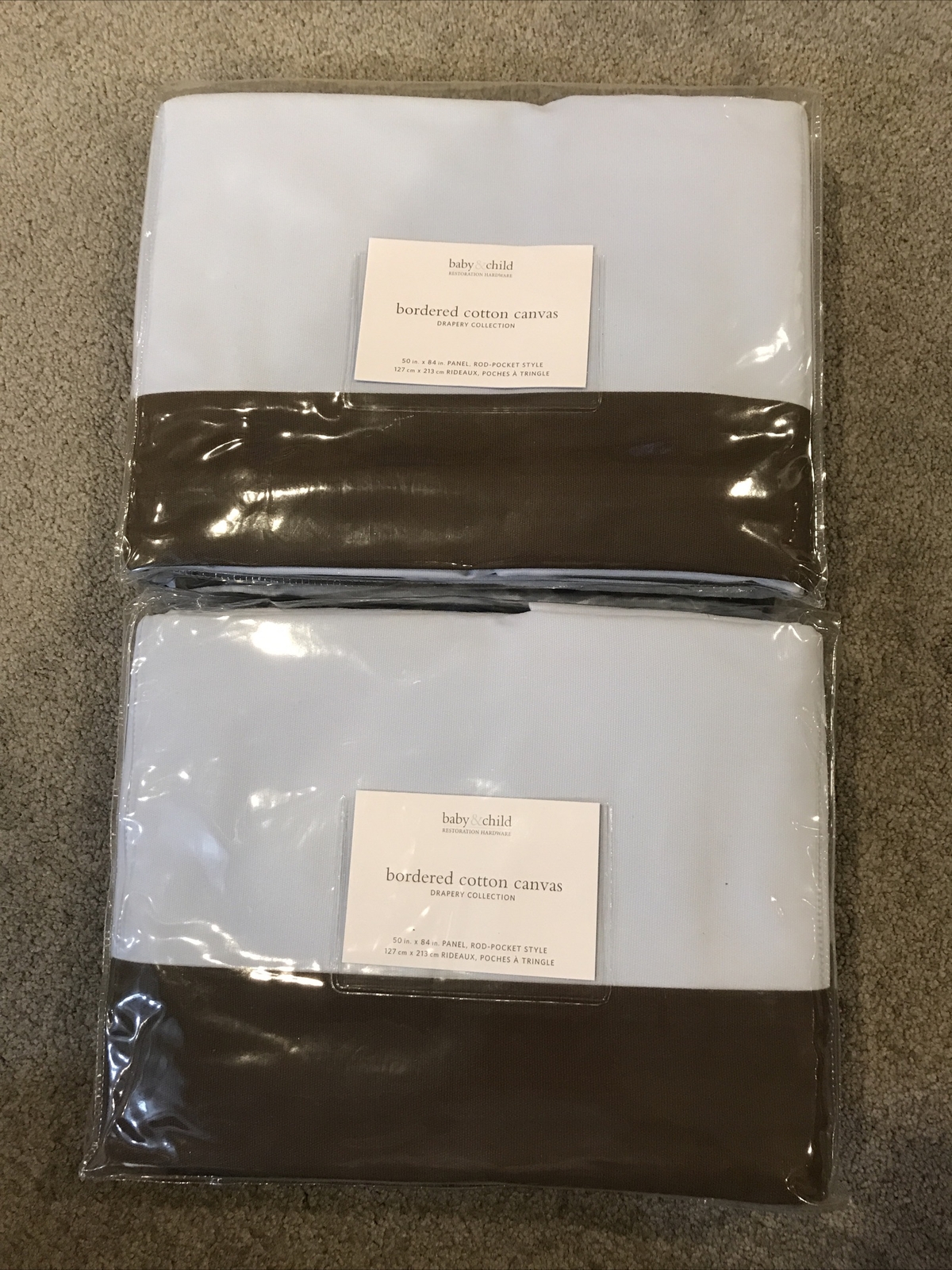 2 Restoration Hardware Baby & Child Bordered Cotton Canvas Panels 50”X 84”