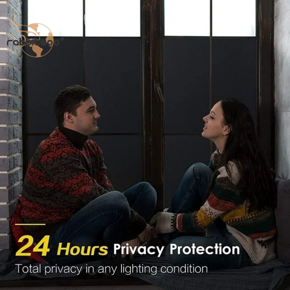 100% Privacy Window Film Blackout Tint Static Cling for Bathroom Glass Sticker