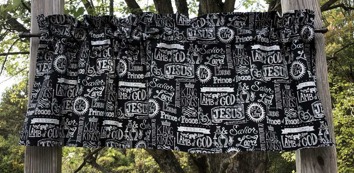 Jesus Name Above All Names Valance – Christian Chalkboard Faith Print