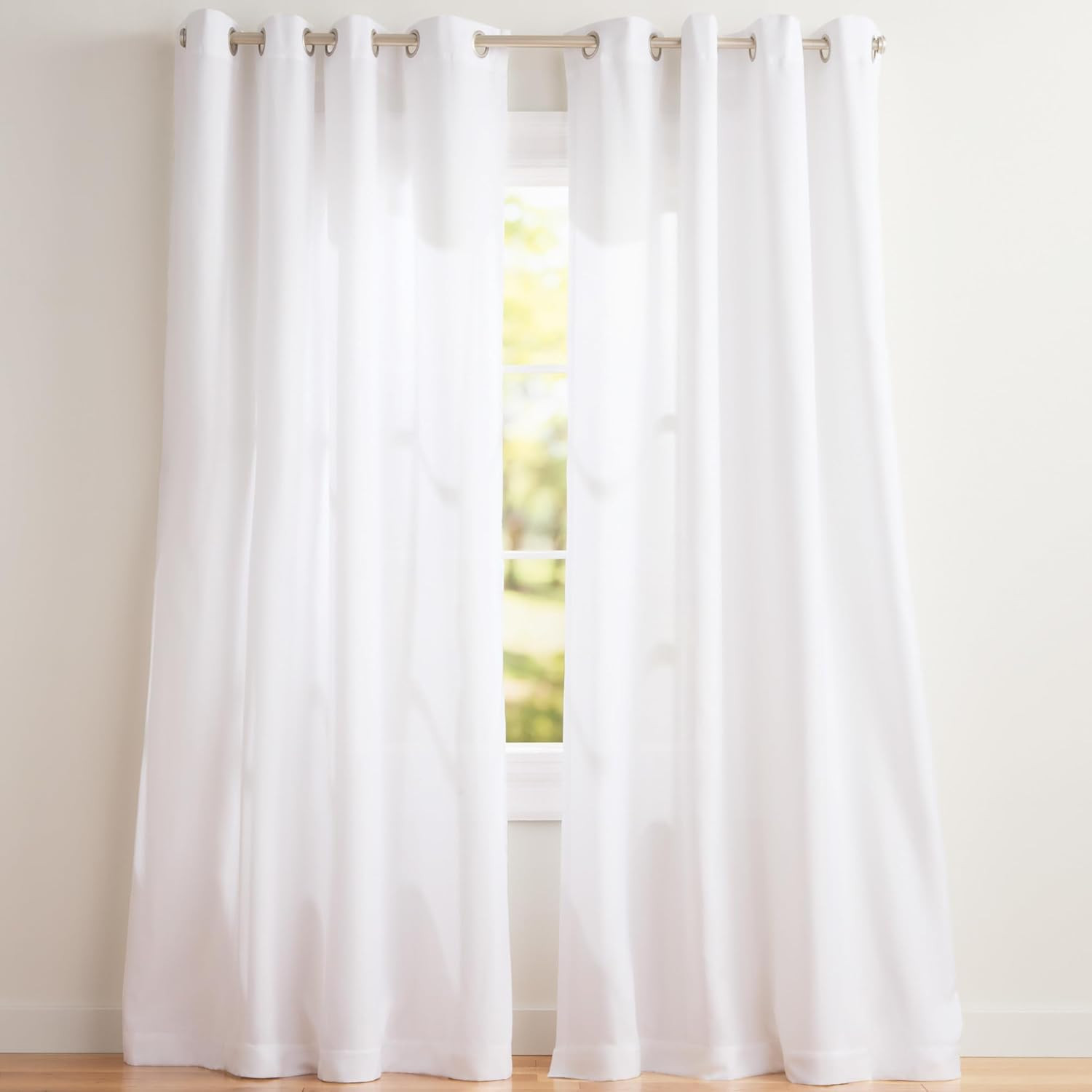 Loha Linen Grommet Top Curtain Panel Pair, 84″X54″, Winter White