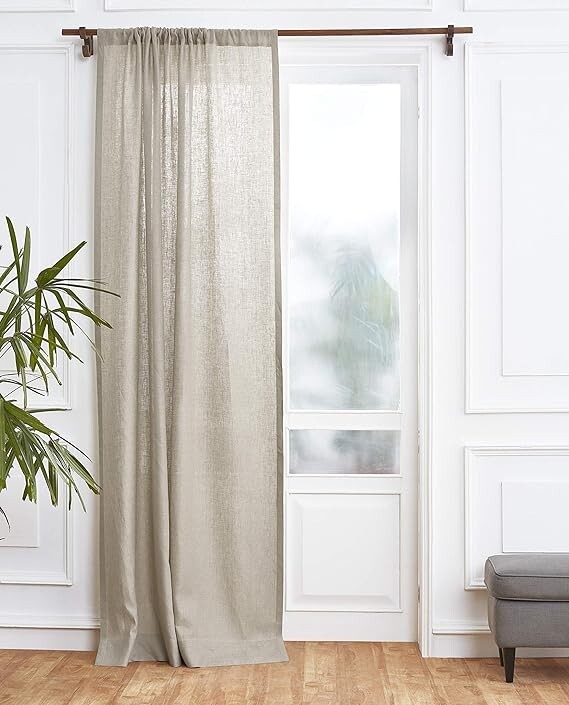 New Solino Home 100% Linen Pure European Flax Curtain 52 x 84 In Natural (05)