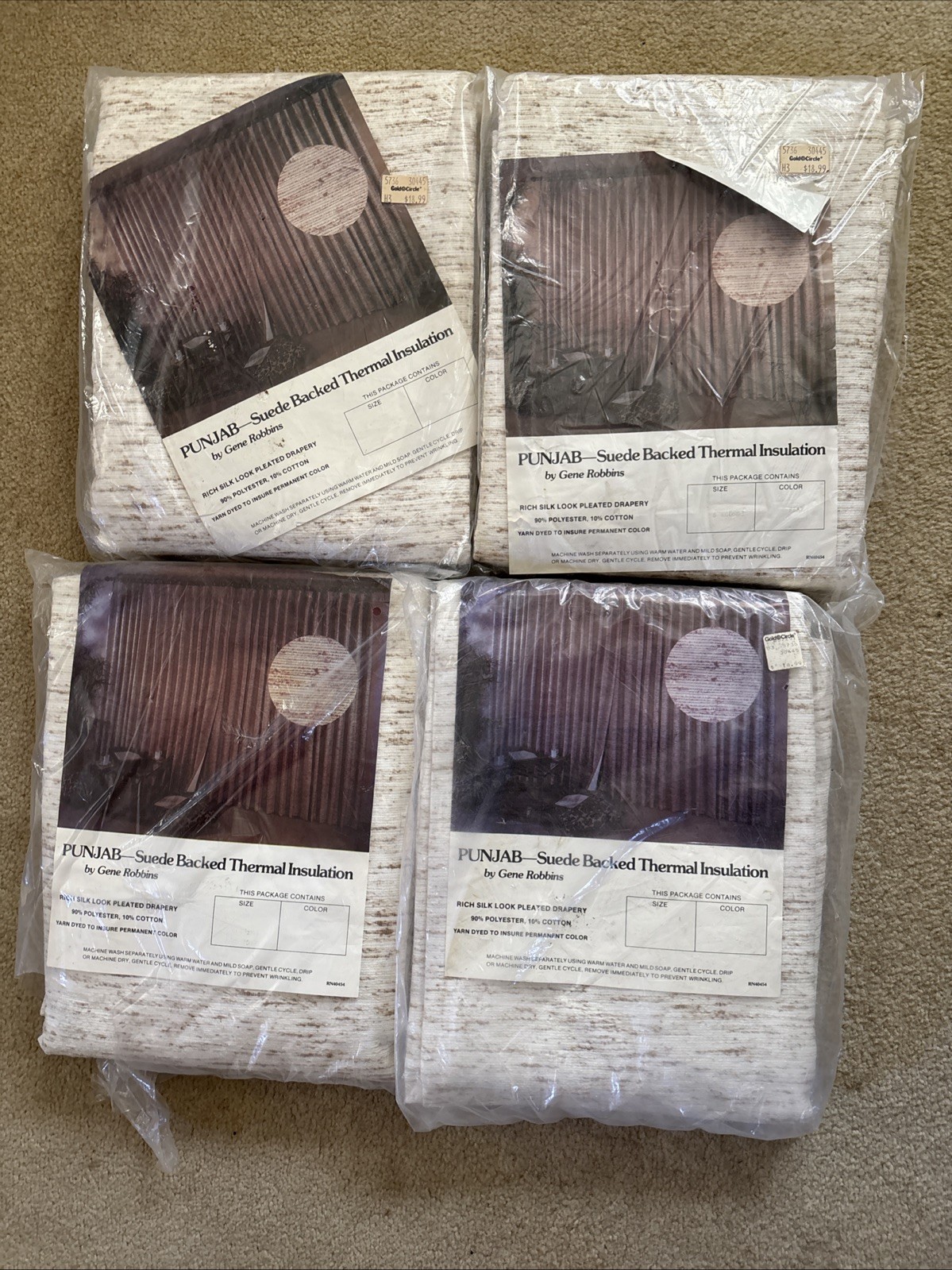 Vintage Pleated DRAPERY PANELS Thermal Poly Cotton 4 Packs 2 Panel Each 38 X 63