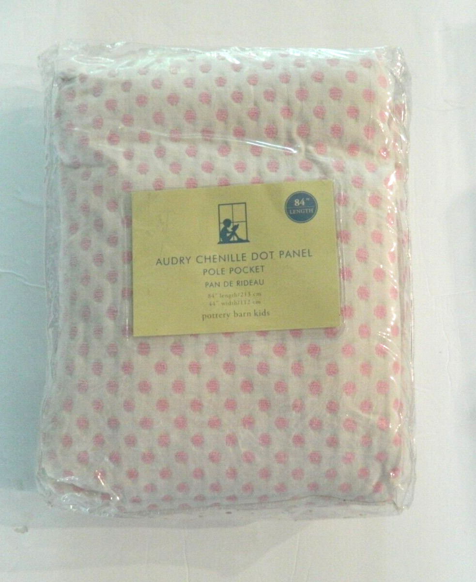 NIP Pottery Barn Kids Audrey Chenille Dot Panel Curtain Panel Pole Pocket 84×44″