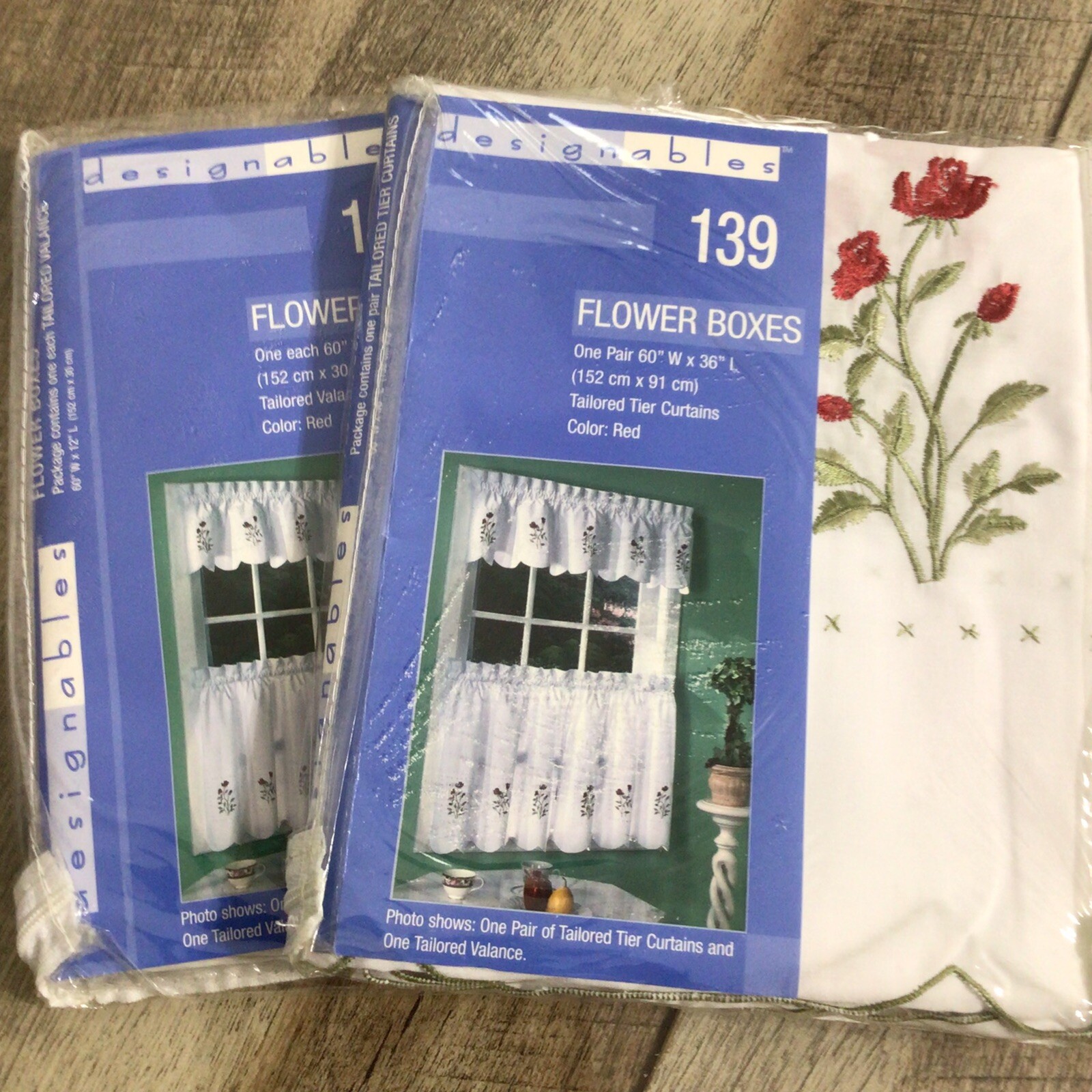 Embroidered Floral 3-Piece Tier & Valance Set ~ Designables – Flower Boxes