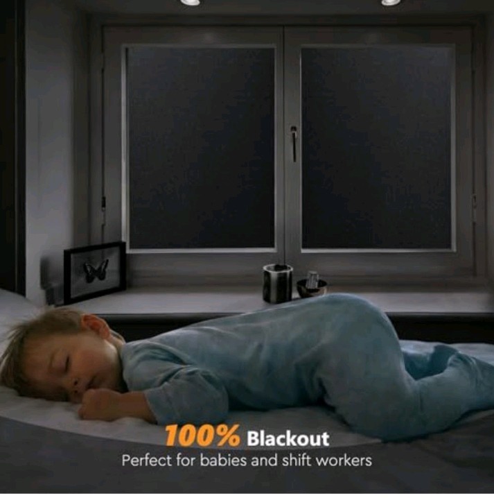 Azunel Blackout Window Privacy 100% Light Blocking Static Cling 35.4″ x 157.4″