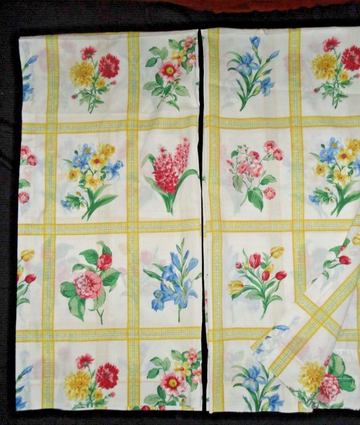 SPRINGS YELLOW BOTANICAL ROSES PINK BLUE GREEN FL (2PC) CURTAINS PANELS 40X84