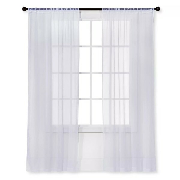 Crinkle Sheer Curtain Panel White – Room Essentials 63″x40″ Set of 3 Panels