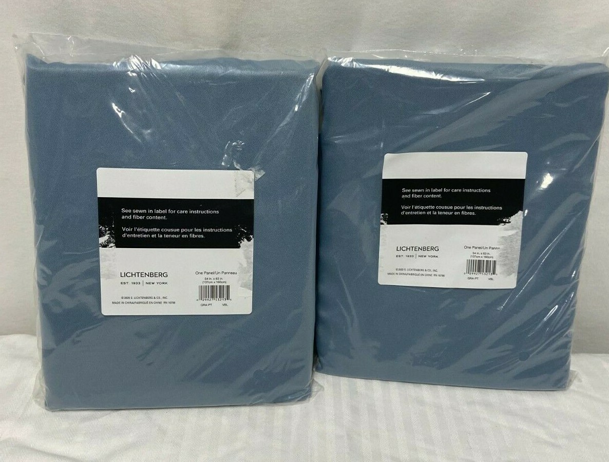 2 Lichtenburg Rod Pocket Panel Curtains Blue 54″ by 63″ Each