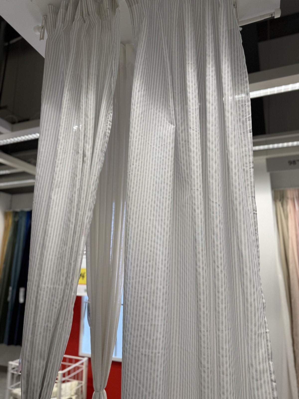IKEA BYMOTT 2-Panel Drape Curtains 47″x98″ Striped Light 004.666.83-NEW
