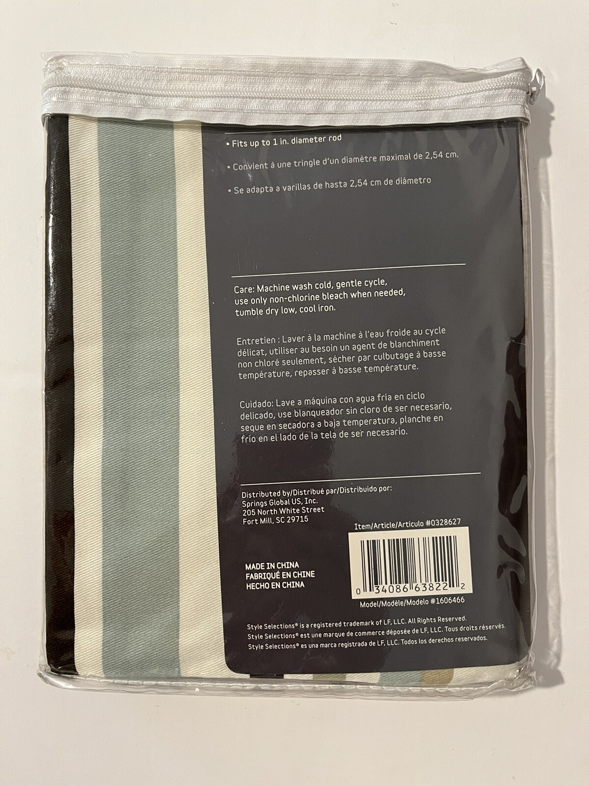 Style Selections Back Tab Valance “Bernard Stripe” Green Multi, 15″ x 60″ New.