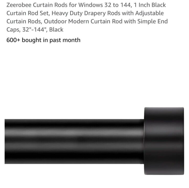 Kamanina 1 Inch Curtain Rod Single Drapery Rod 66-144 Inches(5.5-23 Ft) Black