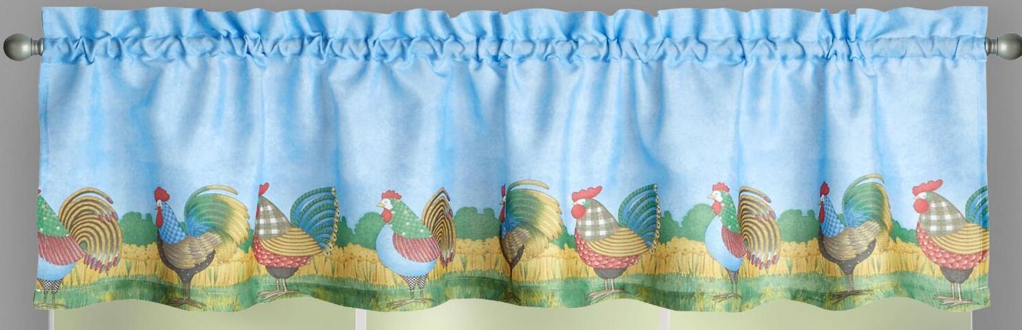 3 pc Curtains Set: 2 Tiers (28″)& Valance (56″x14″) COUNTRY ROOSTERS,Debbie Mumm