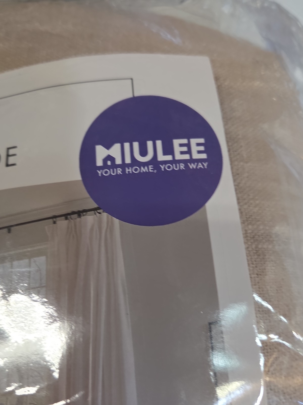 MIULEE Beige Linen Blend Curtain Panel 40×96 With Hooks 1 Panel New