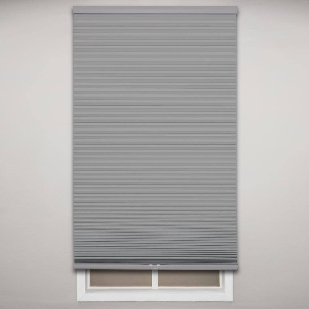 PERFECT LIFT Anchor Gray Cordless Blackout Honeycomb Cellular Shade 26 W x 64 L