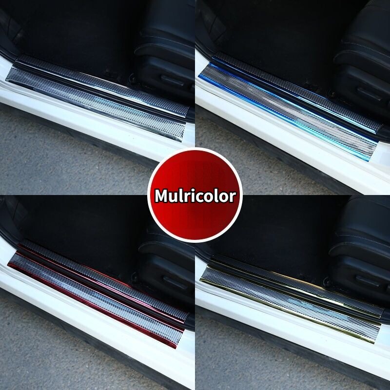 1m DIY Car Sticker Carbon Fiber Rubber Door Sill Protector Anti Scratch Strip