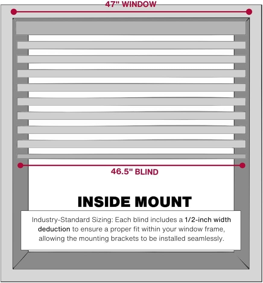 LOTUS & WINDOWARE Cordless Mini Blind 1″ Vinyl Slats 47″ Wide x 72″ Long White