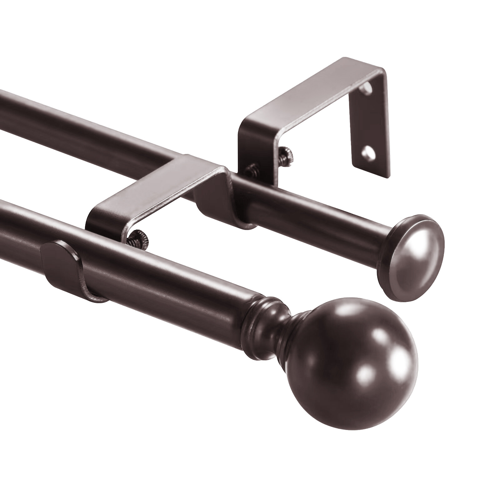5/8″ Ball Adjustable Double Drapery Curtain Rod Set, 28”-48“/ 48”-84“/ 84”-120”