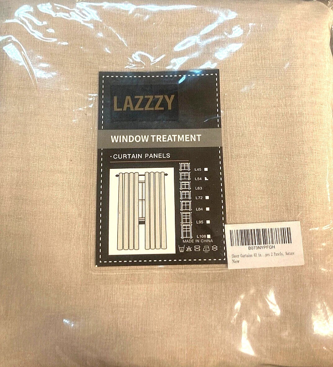 LAZZZY WINDOW TREATMENT SHEER CURTAIN 2PANELS (W 110″ X L 63″).