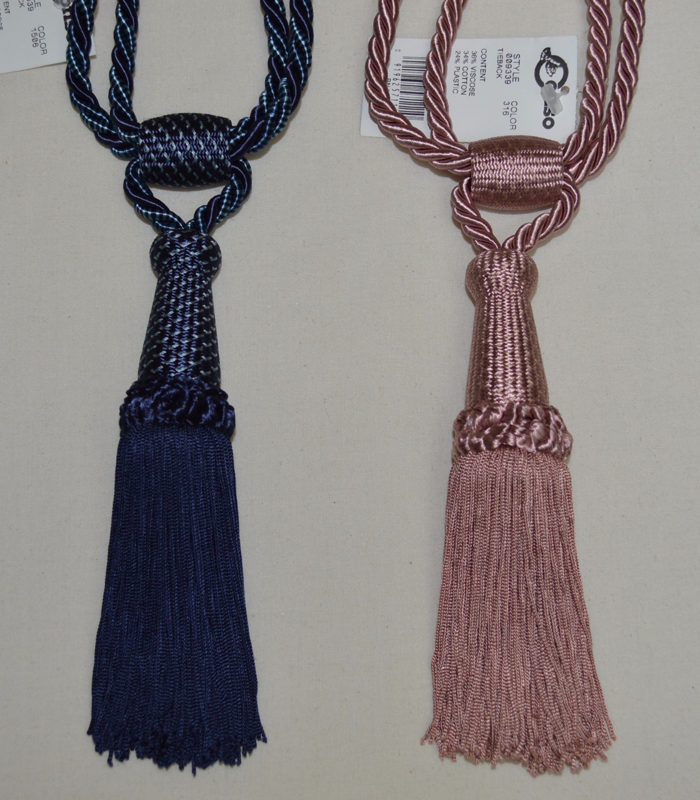 Curtain & Chair Tie Back -30″spread with 6.5″tassel in 5 Bright colors.