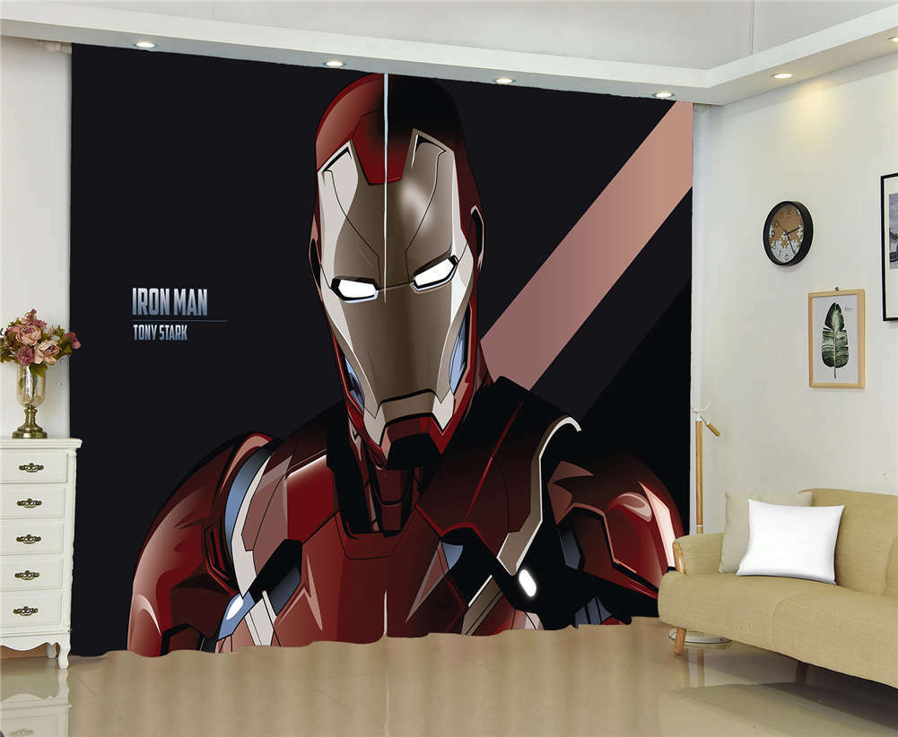 Red Armor Nice Stick Marvel Comics Printing 3D Blockout Curtains Fabric Window