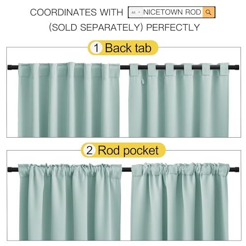 Aqua Blue Curtain Panels – 34″W x 72″L – Blackout Window Draperies – Pack of 2