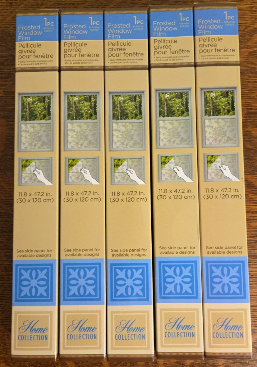 Lot of 5 Home Collection Frosted Window Films 11.8×47.2in/30x120cm Diamond Cut