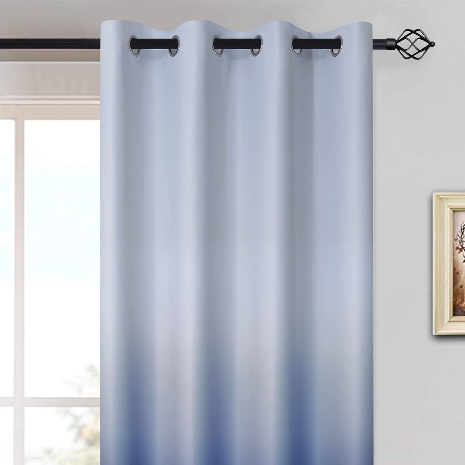 Blue Ombre Curtains Light Blocking Gradient Color Drapes Room Darkening Thermal