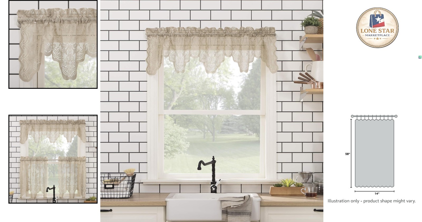 Delicate Floral Lace Sheer Rod Pocket Valance for Timeless Kitchen Elegance