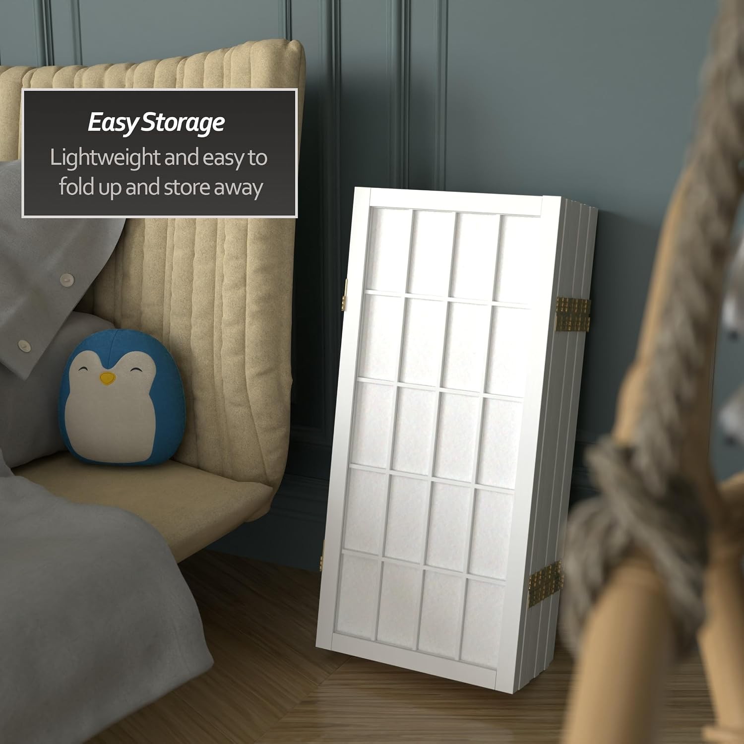 2 ft. Short Desktop Window Pane Shoji Screen – White – 8 Panels