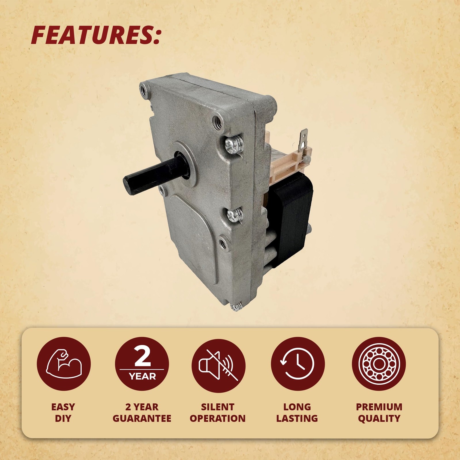 Auger Feed Motor for Englander Pellet Stoves – 1RPM Counter Clockwise Top Bot…