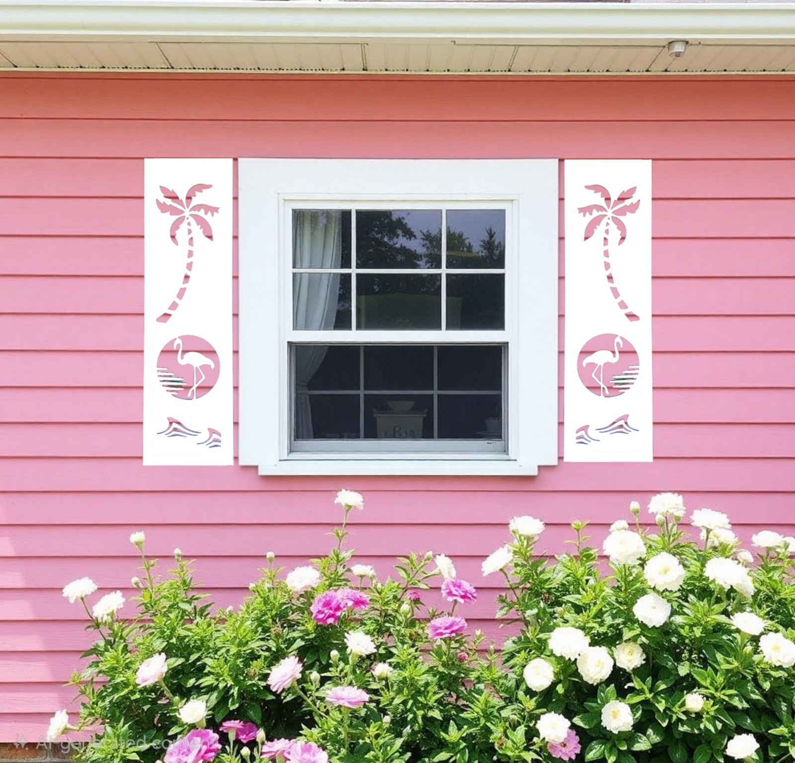 Decorative Window Shutters, Sunset Flamingo Design, Sold in Pair of 2 shutters