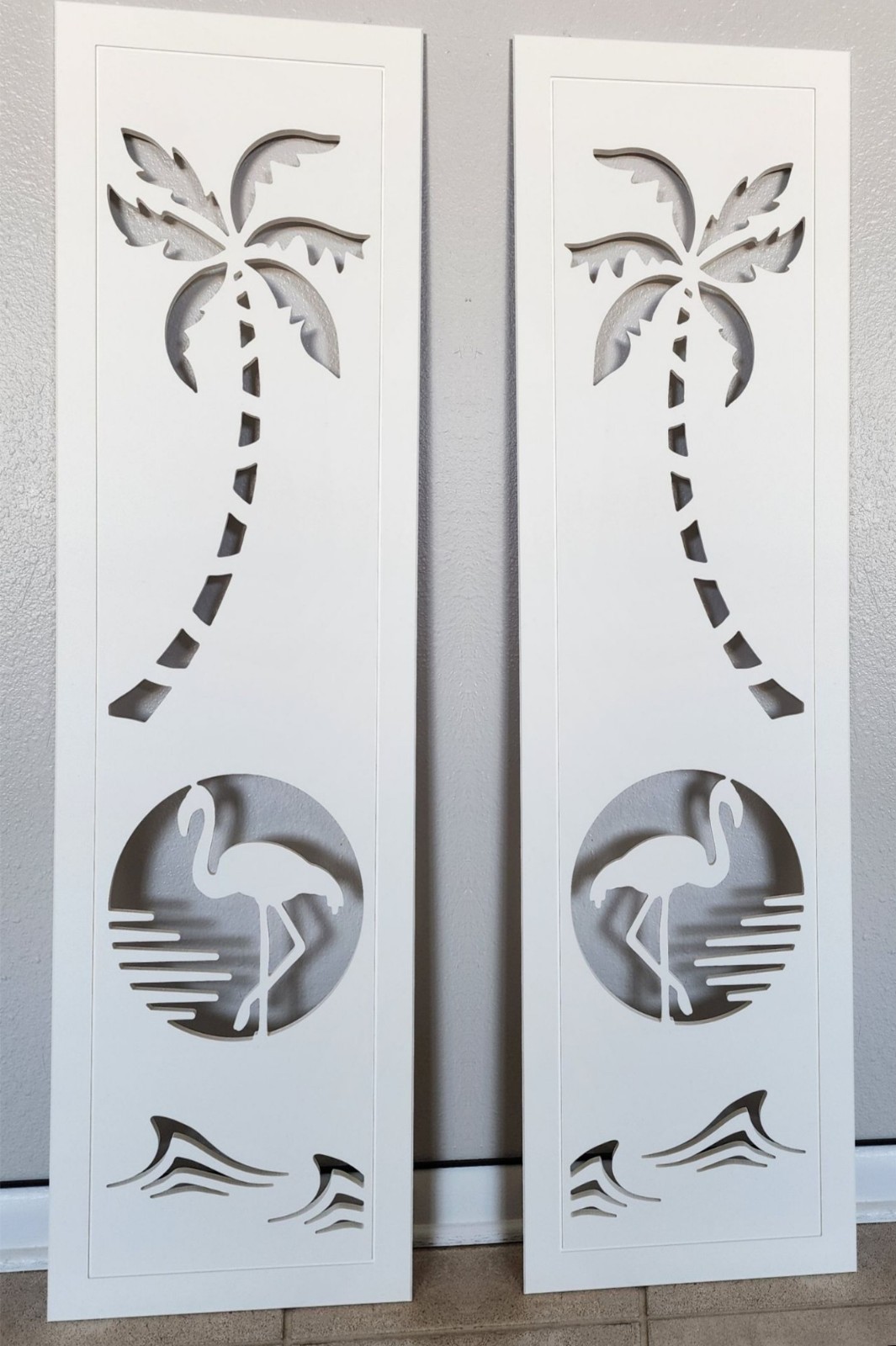 Decorative Window Shutters, Sunset Flamingo Design, Sold in Pair of 2 shutters