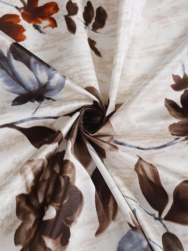 2 Piece Brown Windflower Eyelet Polyester Window Curtains 5 7 9 Feet